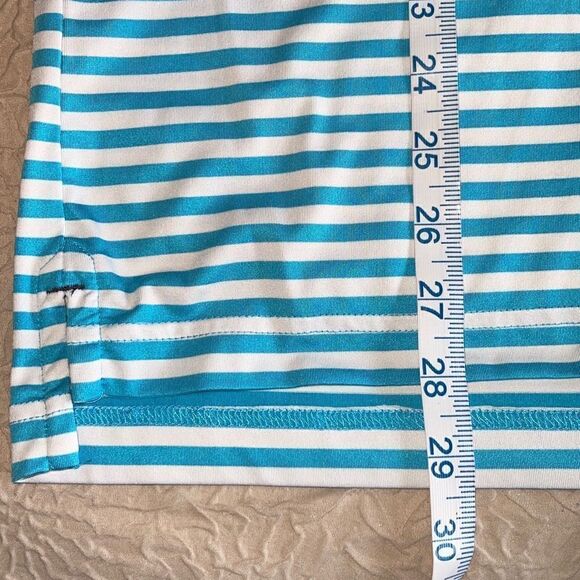 NAUTICA Men's Polo Golf‎ Shirt Striped Short Sleeve Logo Stretch Size Small Aqua - Picture 7 of 8